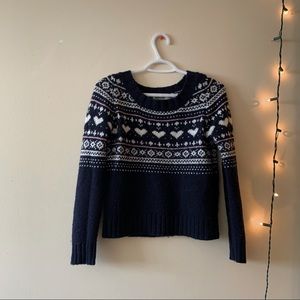 vintage heart-print fair isles knit sweater